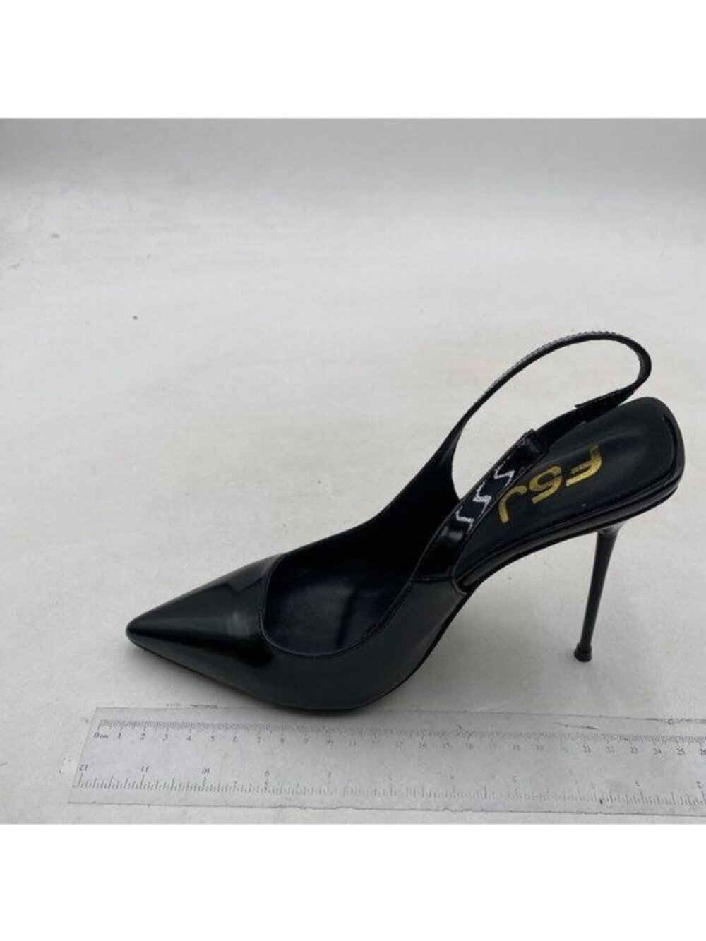 FSJ Women's Pointed Toe Stiletto Pumps Chic Slingback High Heels Black